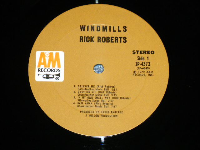 画像: RICK ROBERTS-  WINDMILLS ( Ex++/MINT- )  / 1972  US AMERICA 1st Press "BROWN  Label"  Used LP