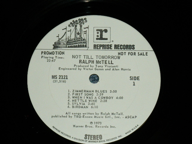 画像: RALPH McTELL - NOT TILL TOMORROW  ( Ex++/Ex+++ : EDSP ) / 1973 US AMERICA ORIGINAL "WHITE LABEL PROMO"  "With PROMO SHEET" Used  LP