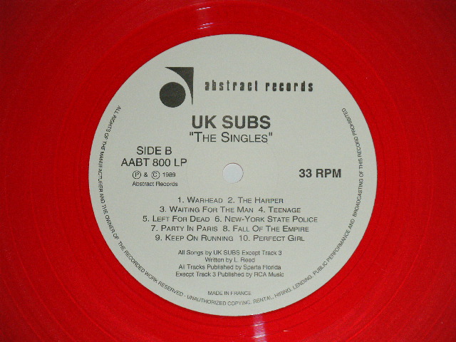 画像: UK SUBS - THE SINGLES 1978-1982 ( MINT-/MINT ) /  1989 UK ENGLAND FRANCE Press  ORIGINAL "RED WAX Vinyl" Used  LP