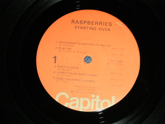 画像: RASPBERRIES ( w/ ERIC CARMEN ) - STARTING OVER : With POSTER ( Ex+/MINT-  : BB EDSP ) / 1972  US AMERICA ORIGINAL  "ORANGE with OLIVE GREEN 'CAPITOL' at Bottom  LABEL" Used LP  