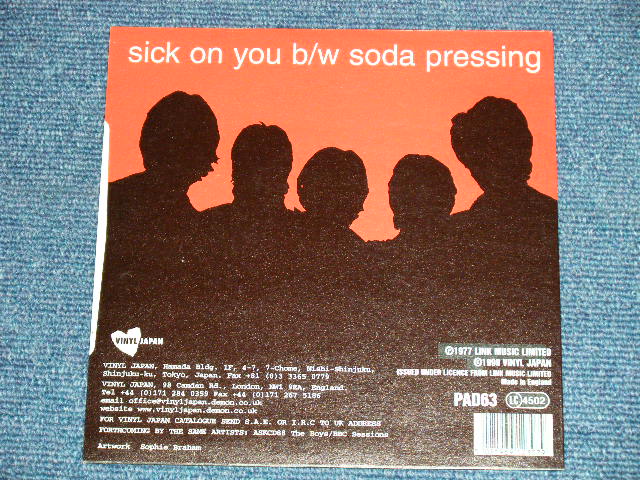 画像: The BOYS - SICK ON YOU : SODA DRESSING ( MINT/MINT )  / 1999 UK ENGLAND REISSUE RE-PRO?  Used 7" Single with Picture Sleeve