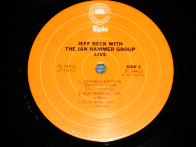 画像: JEFF BECK with JAN HAMMER GROUP -  LIVE  (Matrix #  A) AL-34433-1H    B) BL-34433-1A)  (Ex+++/Ex+++)  / 1977 US AMERICA ORIGINAL 1st Press "ORANGE Label" Used LP 