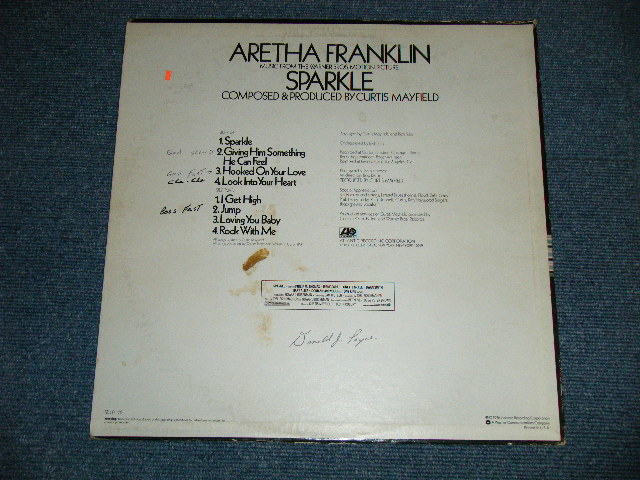 画像: ARETHA FRANKLIN - SPARKLE : Produced by CURTIS MAYFIELD (Matrix #    A) ST-A-763613 C △20978(2)  B) ST-A-763614 F △20978-X (7) ) ( Ex/Ex+++)  / 1976 US AMERICA ORIGINAL "75 ROCKFELLER Label" Used LP  : EDSP