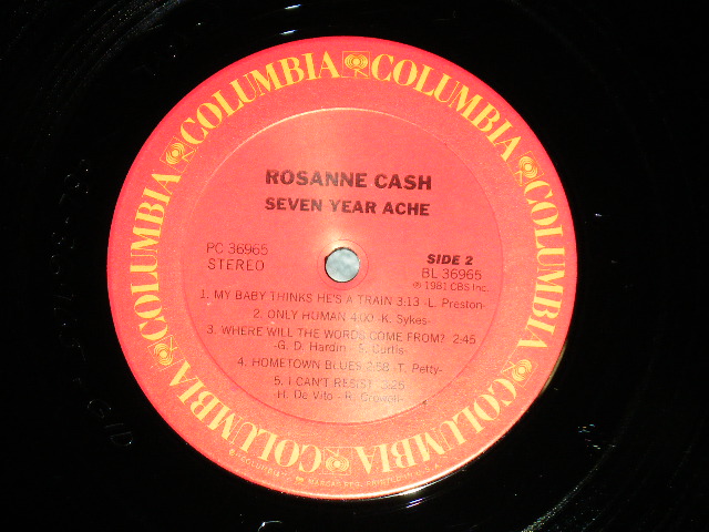 画像: ROSANNE CASH ( With GERRY McGEE of The Ventures,BOOKER T. JONES,RODNEY CROWELL,EMMYLOU HARRIS +more)  - SEVEN YEAR ACHE ( Ex+/MINT-)   / 1981 US AMERICA ORIGINAL Used LP