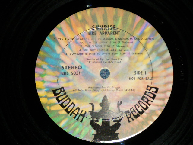 画像: EIRE APPARRENT - SUN RISE : Produced by JIMI HENDRIX ( VG+++/Ex+++ Looks: Ex++)  / 1969 US AMERICA ORIGINAL "PROMO" Used LP 