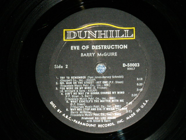 画像: BARRY McGUIRE - EVE OF DESTRUCTION ( Ex/Ex++ :Looks:Ex++: B-1:Ex )   /  1965 US AMERICA ORIGINAL MONO Used  LP