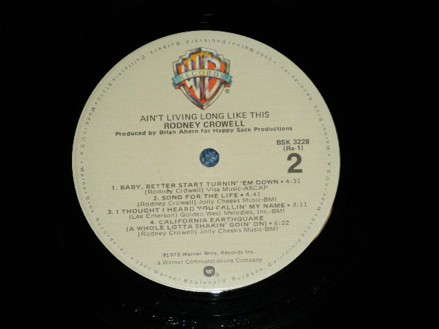 画像: RODNEY CROWELL - AIN'T LIVING LONG LIKE THIS  ( Ex++/MINT-)   /  1978 US AMERICA ORIGINAL Used  LP