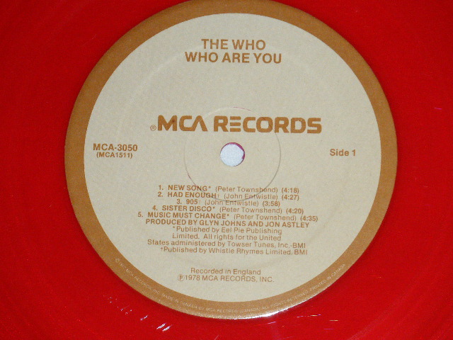 画像: THE WHO  -  WHO ARE YOU ( Ex++/Ex+++ )/ 1978 CANADA ORIGINAL "RED WAX Vinyl"  Used  LP 