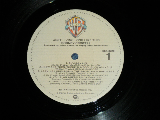 画像: RODNEY CROWELL - AIN'T LIVING LONG LIKE THIS  ( Ex++/MINT-)   /  1978 US AMERICA ORIGINAL Used  LP