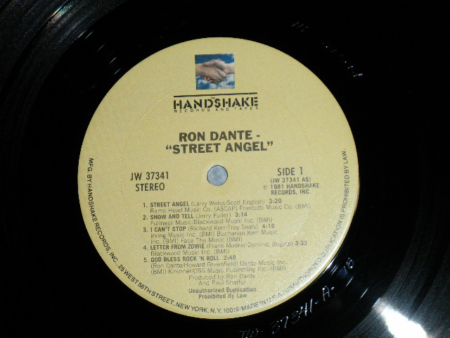 画像: RON DANTE - STREET ANGEL ( Ex++/Ex+++ )   /  1981 US AMERICA ORIGINAL "PROMO" Used LP 
