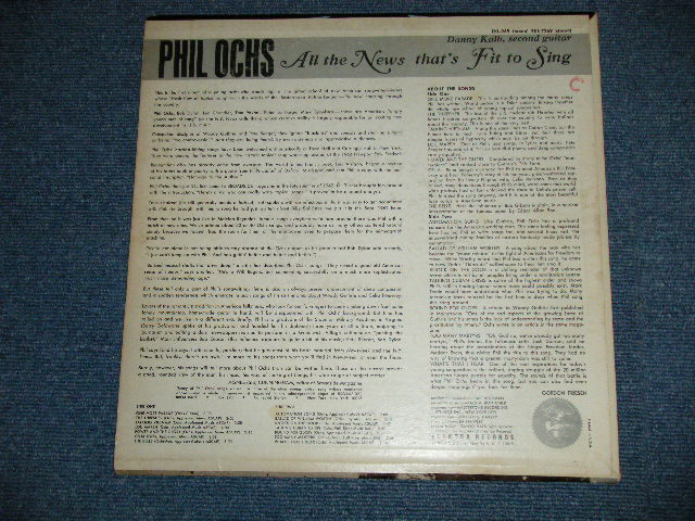 画像: PHIL OCHS - ALL THE NEWS THAT'S FIT TO SING (Ex+/Ex++ Looks:Ex+ EDSP) /1965 Version US AMERICA ORIGINAL 2nd Press "GOLD Label" STEREO Used LP 