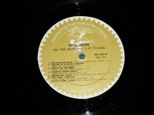 画像: PHIL OCHS - ALL THE NEWS THAT'S FIT TO SING (Ex+/Ex++ Looks:Ex+ EDSP) /1965 Version US AMERICA ORIGINAL 2nd Press "GOLD Label" STEREO Used LP 