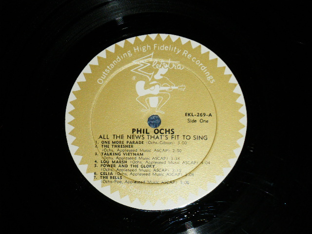 画像: PHIL OCHS - ALL THE NEWS THAT'S FIT TO SING ( Ex+/Ex+)   / 1964 US AMERICA  ORIGINAL 1st Press "GOLD Label with 'GUITAR PLAYER'"  MONO Used LP 