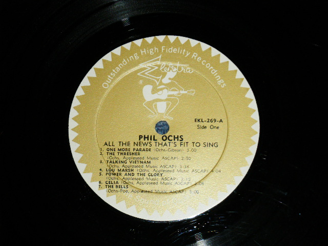 画像: PHIL OCHS - ALL THE NEWS THAT'S FIT TO SING (Ex+/Ex++ Looks:Ex+ EDSP) /1965 Version US AMERICA ORIGINAL 2nd Press "GOLD Label" STEREO Used LP 