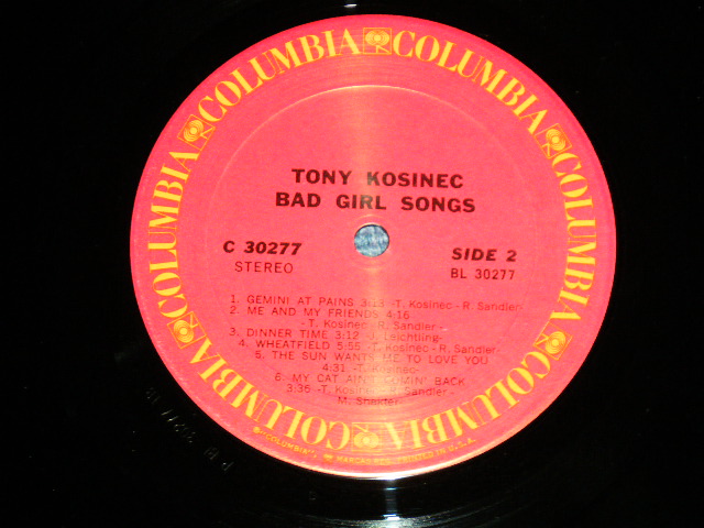 画像: TONY KISINEC - BAD GIRL SONGS ( Ex+/MINT- : Cut Out,EDSP)   / 1970's 's US AMERICA ORIGINAL Used LP