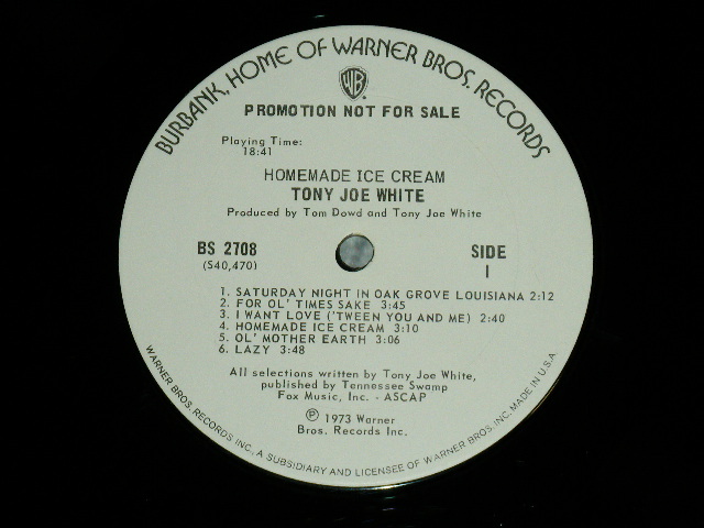 画像: TONY JOE WHITE - HOME MADE ICE  CREAM  ( Ex/MINT- : EDSP ) / 1973  US AMERICA ORIGINAL "WHITE LABEL PROMO" Used LP 