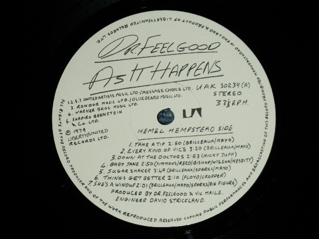 画像: DR.FEELGOOD - AS IT HAPPENS ( Ex++/MINT-) ( With Bonus EP : MINT-/MINT- ) /  1979 UK ENGLAND ORIGINAL Used LP With Bonus EP 