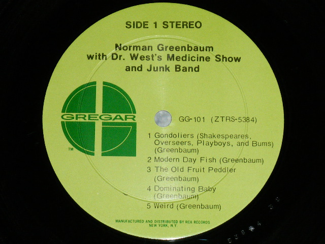 画像: NORMAN GREENBAUM - DR.WEST'S MEDICINE SHOW AND JUNK BAND  ( Ex++/MINT- ) / 1970 US AMERICA ORIGINAL Used LP 