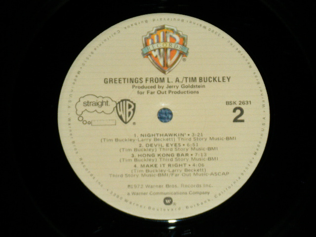 画像: TIM BUCKLEY -  GREETINGS FROM L.A. (Ex+/MINT-~Ex+++)   / MID 1973 Version US AMERICA  "2nd Press BURBANK label" Used LP 