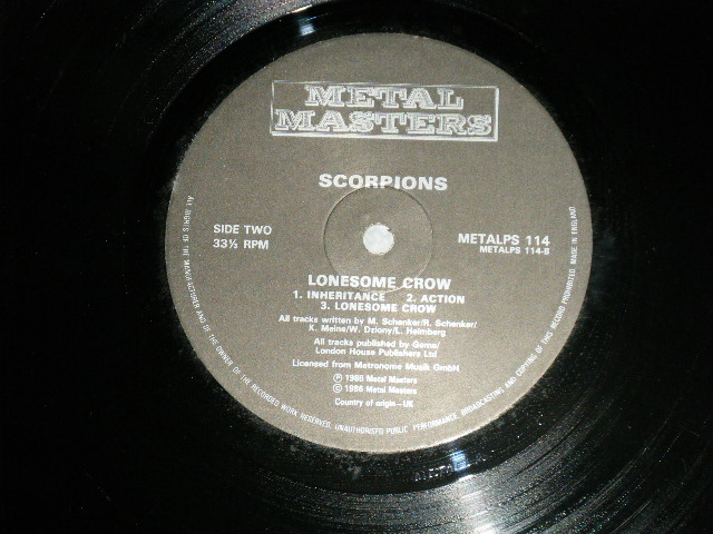 画像: SCORPIONS - LONESOME CROW  ( Ex+++/Ex+++)  / 1986 UK ENGLAND ORIGINAL Used  LP