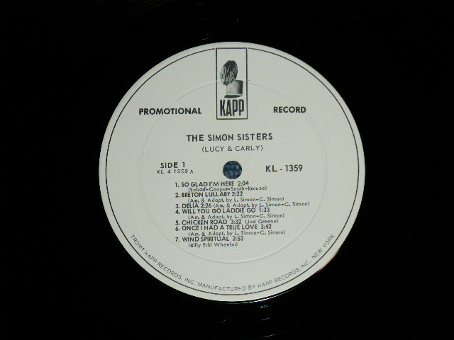 画像: SIMON SISTERS ( LUCY & CARLY SIMON) - THE SIMON SISTERS (Ex+/MINT-) / 1964 US AMERICA ORIGINAL "WHITE LABEL PROMO" MONO Used LP