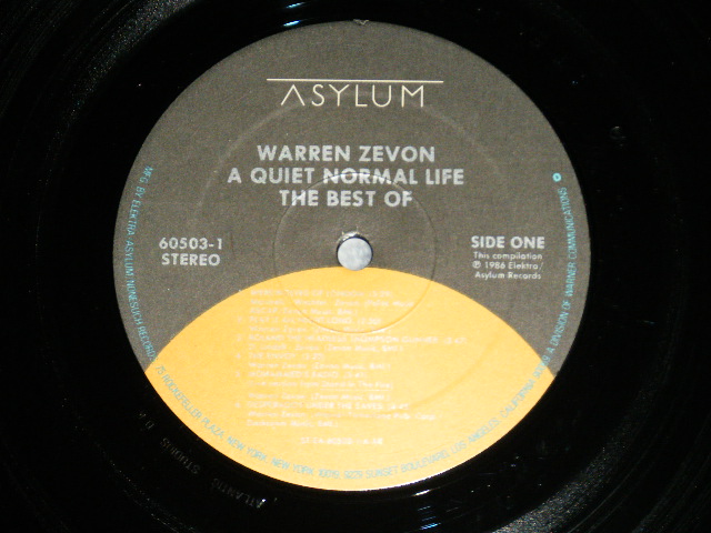 画像: WARREN ZEVON - The BEST OF ( Ex+++/MINT)  / 1986 US AMERICA ORIGINAL Used LP 