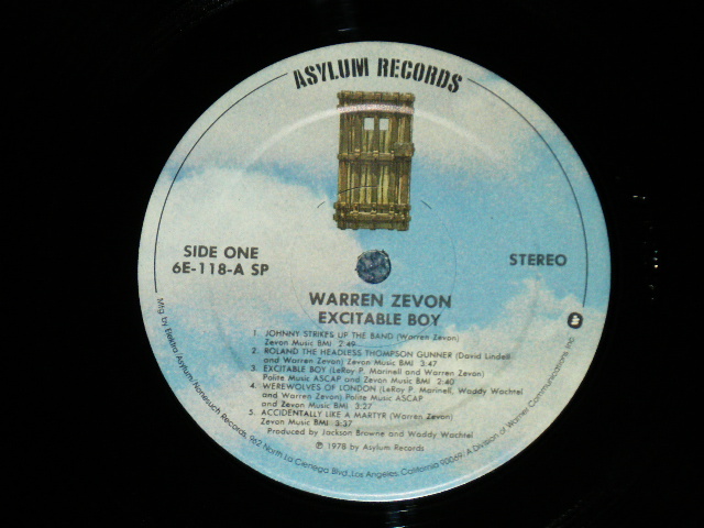 画像: WARREN ZEVON - EXCITABLE BOY (  Matrix #   A) 6E-118 QSP  B) 6E-118 BSP  ) ( MINT-/MINT-)  / 1978 US AMERICA ORIGINAL Used LP 