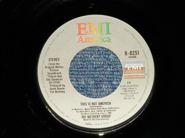画像: FAVID BOWIE / PAT METHENY GROUP - THIS IS NOT AMERICA ( Ex++/Ex++;- ) / 1985 US AMERICA ORIGINAL "PROMO Only Same Flip " Used 7" Single 