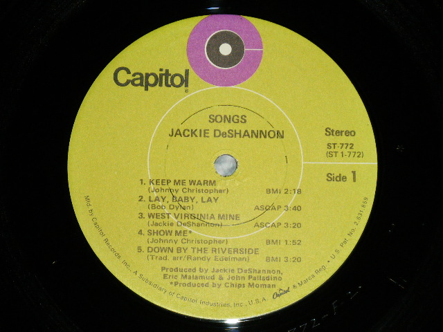 画像: JACKIE DeSHANNON  DE SHANNON - SONGS ( Ex+++/MINT- ) / 1971 US AMERICA ORIGINAL 1st Press "GREEN Label" Used LP 