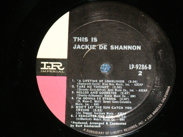 画像: JACKIE DeSHANNON  DE SHANNON -  THIS IS ( Ex+/Ex+++ EDSP ) / 1965 US AMERICA ORIGINAL 1st press "PINK Label" "PROMO STAMP" MONO  Used LP 