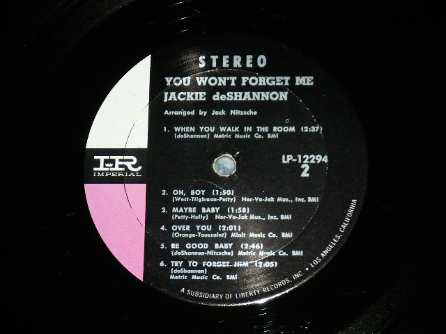 画像: JACKIE DeSHANNON  DE SHANNON - YOU WON'T FORGETME  (  Ex++/Ex++ : EDSP ) / 1965 US AMERICA ORIGINAL STEREO Used LP 