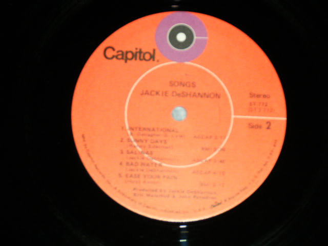 画像: JACKIE DeSHANNON  DE SHANNON - SONGS ( Ex+++/MINT-  BB) / 1971 US AMERICA ORIGINAL 2nd Press "RED Label" Used LP 