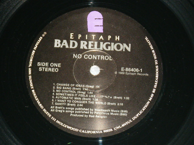 画像: BAD RELIGION -  NO CONTROL  ( Ex+++/MINT-)  / 1989  US ORIGINAL Used LP 