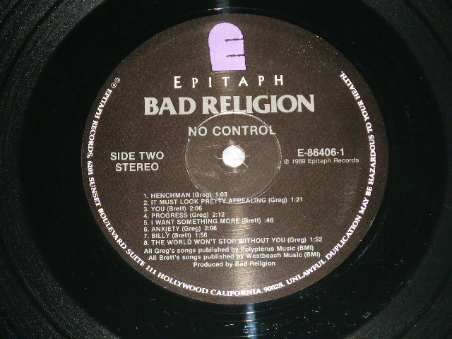 画像: BAD RELIGION -  NO CONTROL  ( Ex+++/MINT-)  / 1989  US ORIGINAL Used LP 