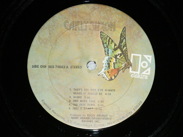 画像: CARLY SIMON - CARLY SIMON ( Matrix #   Matrix #   1974 Version?   A)EKS 74082 A-5 CP ZSR-TD-3-29-74    B)EKS 74082 B-1 CTH STERLING    ) (Ex++/Ex+++) / 1971 US AMERICA  ORIGINAL "BUTTERFLY Label" Used  LP
