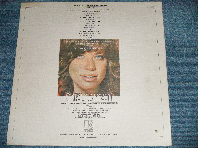 画像: CARLY SIMON - CARLY SIMON ( With Poster Lyric)  (Ex++/Ex+++ :BB ) / 1973  US AMERICA  ORIGINAL "QUADRA DISC: 4 Channel Disc" "Custom BUTTERFLY Label" Used  LP