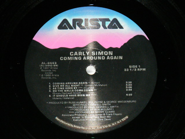 画像: CARLY SIMON - COMING AROUND AGAIN (MINT/MINT) / 1986 US AMERICA  ORIGINAL Used  LP