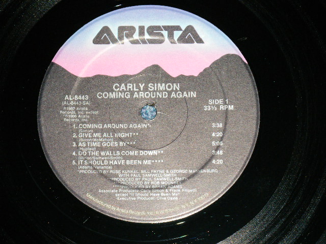画像: CARLY SIMON - COMING AROUND AGAIN (MINT-/MINT-) / 1986 US AMERICA  ORIGINAL Used  LP