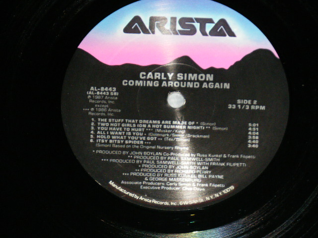 画像: CARLY SIMON - COMING AROUND AGAIN (MINT/MINT) / 1986 US AMERICA  ORIGINAL Used  LP