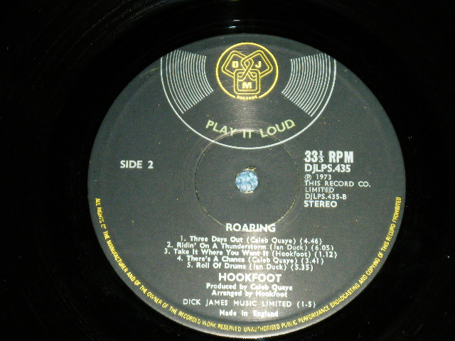 画像: HOOKFOOT - ROARING (UK PROGRE ) ( Ex+++/MINT- :BB )  /1973 UK ENGLAND ORIGINAL Used LP 