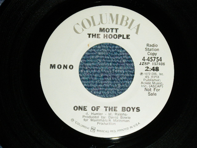 画像: MOTT THE HOOPLE  - ONE OF THE BOYS : MONO / STEREO ( MINT-/MINT- ) / 1972 US AMERICA  ORIGINAL "WHITE Label PROMO" "PROMO ONLY SAME FLIP" Used 7" Single 