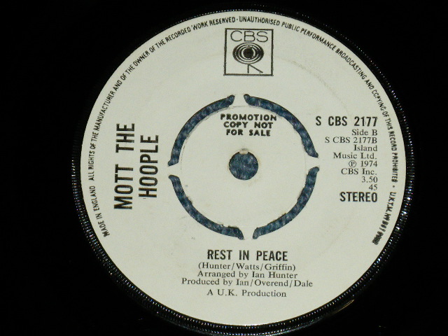 画像: MOTT THE HOOPLE  - THE GOLDEN AGE OF ROCK 'N' ROLL : REST IN PEACE  ( MINT-/MINT- ) / 1974 UK ENGLAND ORIGINAL "WHITE Label PROMO with RED 'A' Label" Used 7" Single 