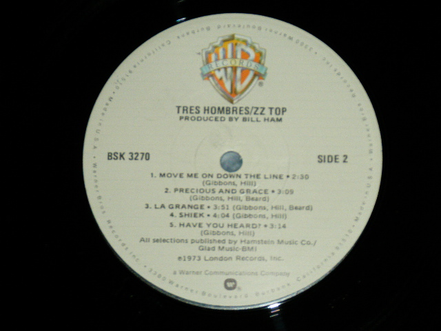 画像: ZZ TOP -  TRES HOMBRES  (  MATRIX #    A)  BSK-1-3207   LW ７   B)  BSK-2-3207   LW 6 )  (E+/MINT-)   / 1978 Version  US AMERICA REISSUE Used LP