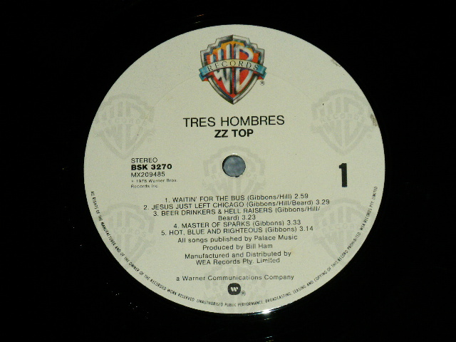 画像: ZZ TOP -  TRES HOMBRES (MATRIX #A)MX 209485 BSK-3270-A B)MX 209486 BSK-3270-B) (E++/MINT-)   / 1983 Version  US AMERICA REISSUE Used LP