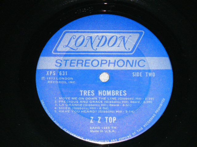 画像: ZZ TOP -  TRES HOMBRES  (  MATRIX #    A) SAHS 1644-2C    B) SAHS 1645-2C )  (E++/Ex+++ )   / 1973 US AMERICA ORIGINAL "PROMO"  Used LP
