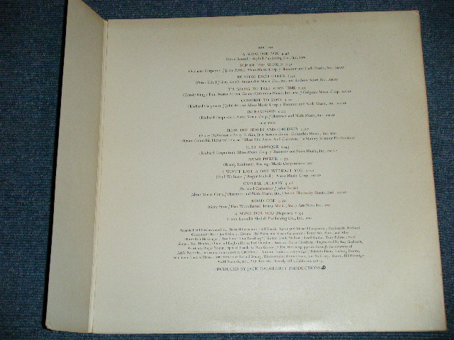 画像: CARPENTERS - A SONG FOR YOU ( Matrix No. A) SP-3531-T5      B)SP-3532-T2 )(Ex++/Ex++ Looks: Ex+) With ORIGINAL INNER SLEEVE  /  1972 US AMERICA "Large TITLE Logo" "BROWN LABEL"  Used  LP 