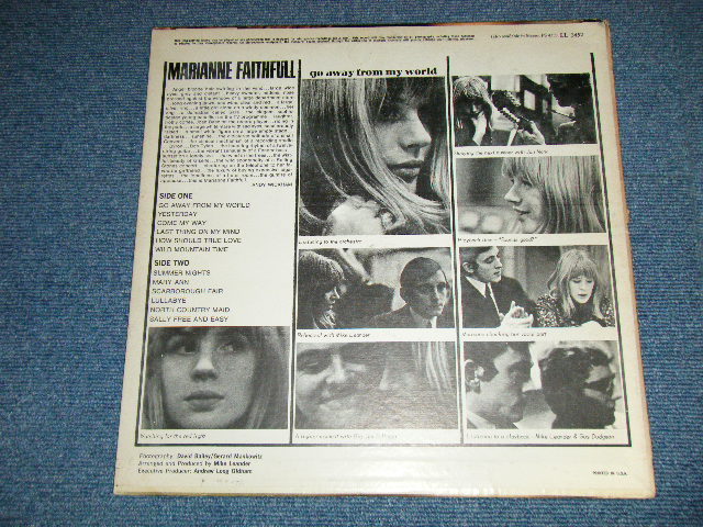 画像: MARIANNE FAITHFULL - GO AWAY FROM MY WORLD ( Matrix # A)ARL 7033-1 N B)ARL 7034-1 N ) (Ex++,Ex/Ex+++ )  / 1965 US AMERICA  ORIGINAL "RED Label with Boxed LONDON " MONO Used LP 