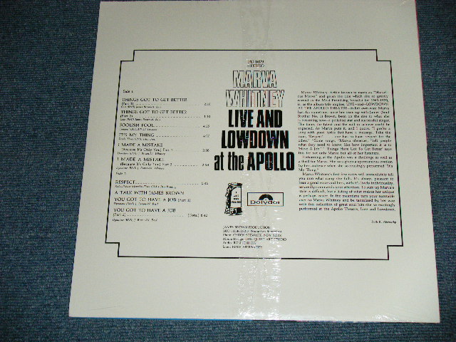 画像: MARVA WHITNEY JAMES BROWN -  LIVE and LOW DOWN AT THE APOLLO ( SEALED ) / US AMERICA REISSUE "BRAND NEW SEALED" LP