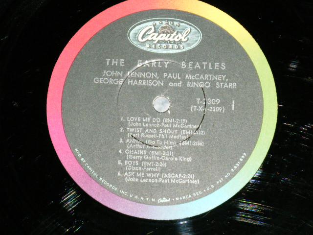 画像: The BEATLES - THE EARLY BEATLES  ( Matrix #    A) T-1-2309-F1    B) T-2-2309-F1 #2)  ( VG++.Ex+++ Looks:Ex++) / 1964 US AMERICA ORIGINAL "BLACK with RAINBOW Color Band Label"  MONO Used LP   
