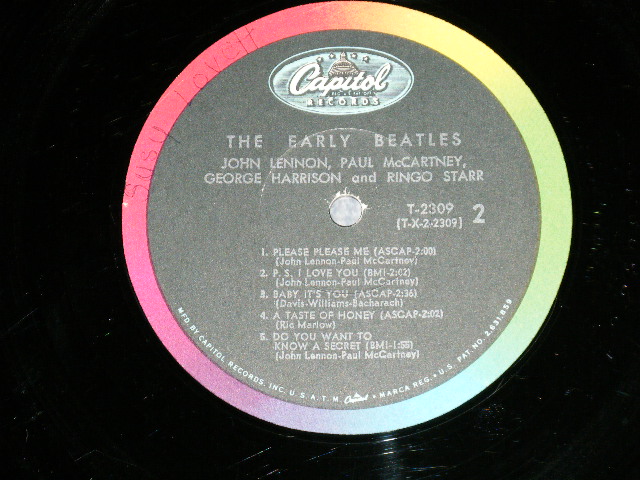 画像: The BEATLES - THE EARLY BEATLES  ( Matrix #    A) T-1-2309-F1    B) T-2-2309-F1 #2)  ( VG++.Ex+++ Looks:Ex++) / 1964 US AMERICA ORIGINAL "BLACK with RAINBOW Color Band Label"  MONO Used LP   